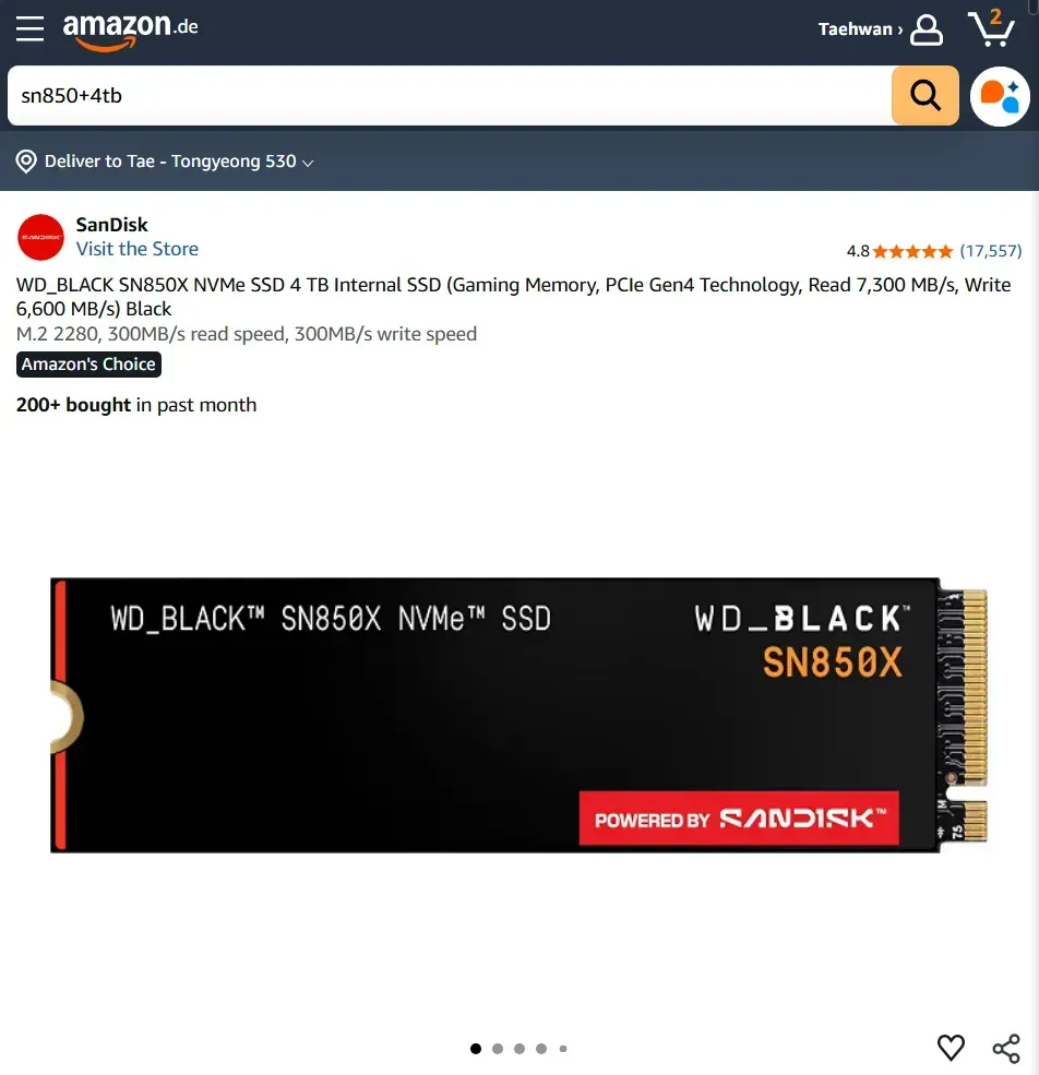 SN850X 4TB 직구