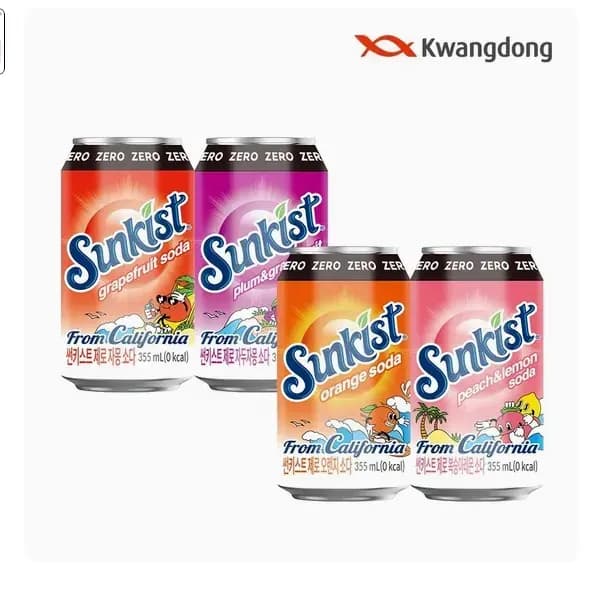 썬키스트 제로 소다 355ml 4종 24+24 골라담기