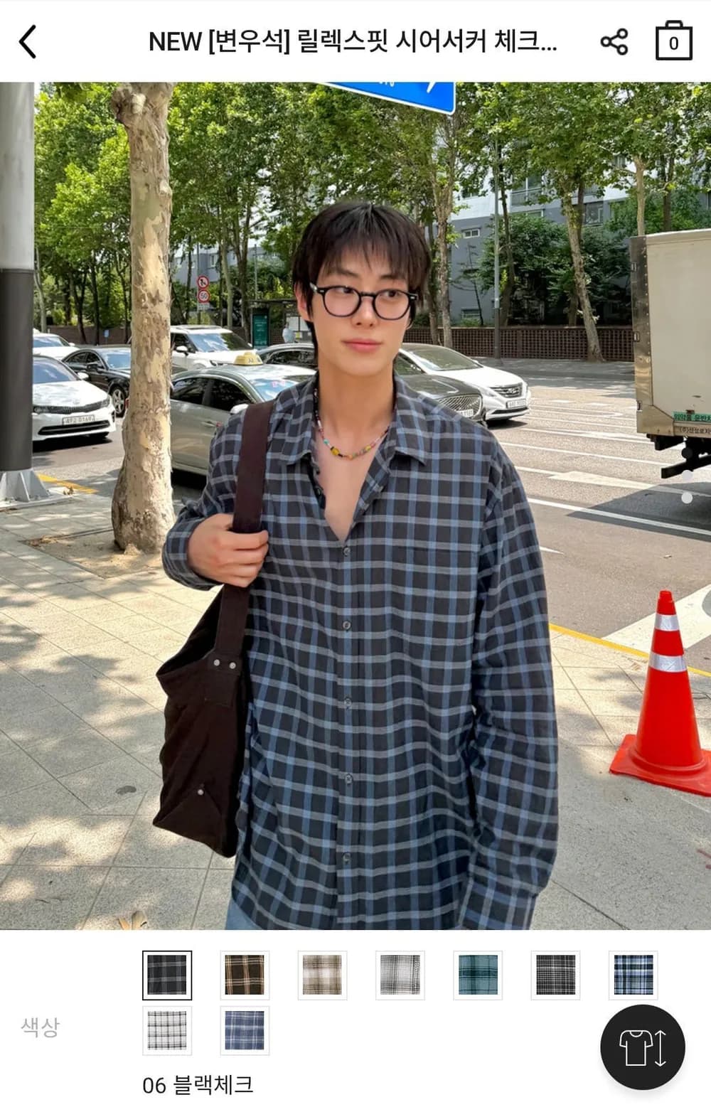 지오다노 시어서커 체크 셔츠