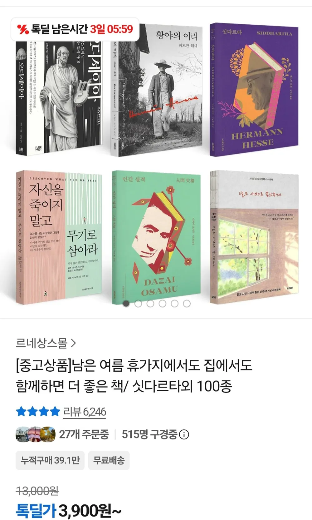남은 여름 휴가지에서도 집에서도 함께하면 더 좋은 책/ 싯다르타외 100종