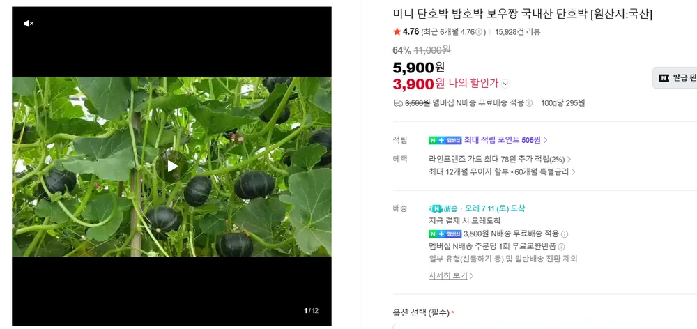 밤단호박 2kg