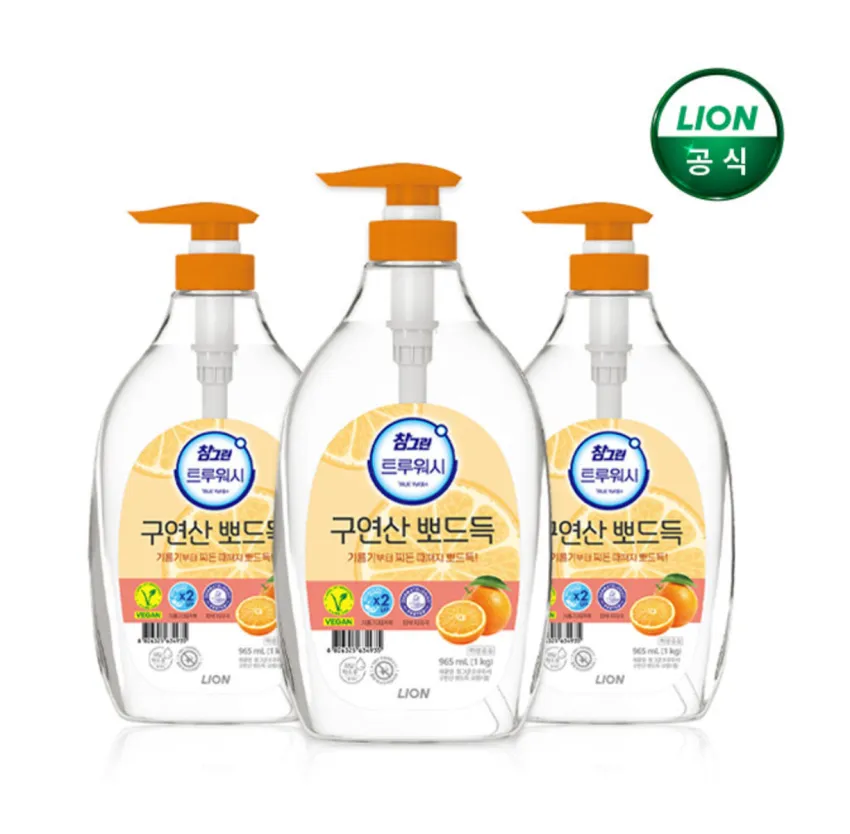 한정특가) 참그린 구연산 뽀드득 주방세제 오렌지향 1kg 본품 3개