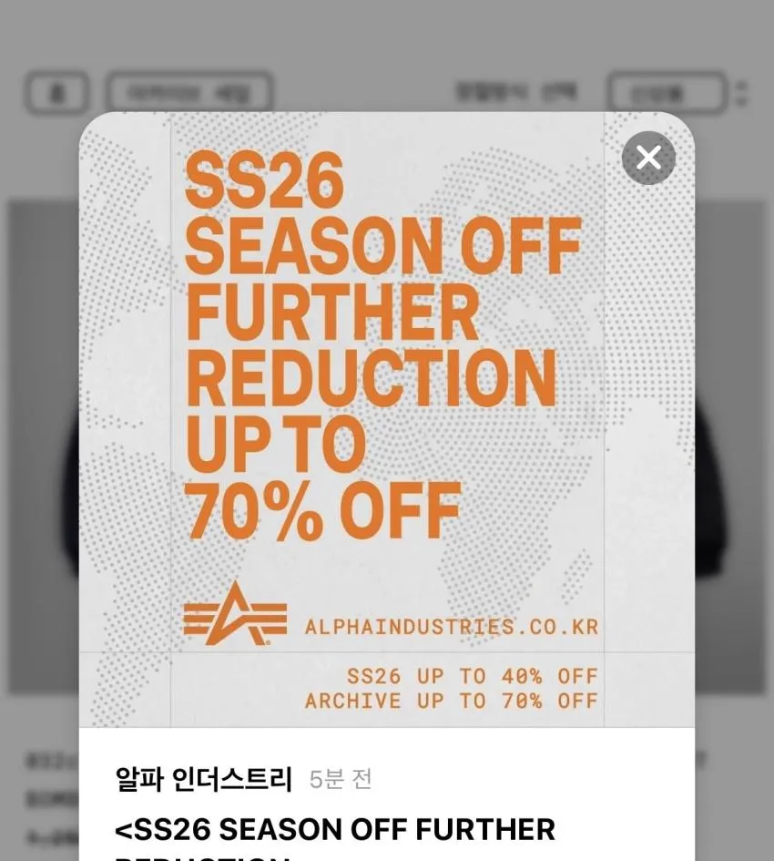 알파인더스트리 시즌오프 ~70%