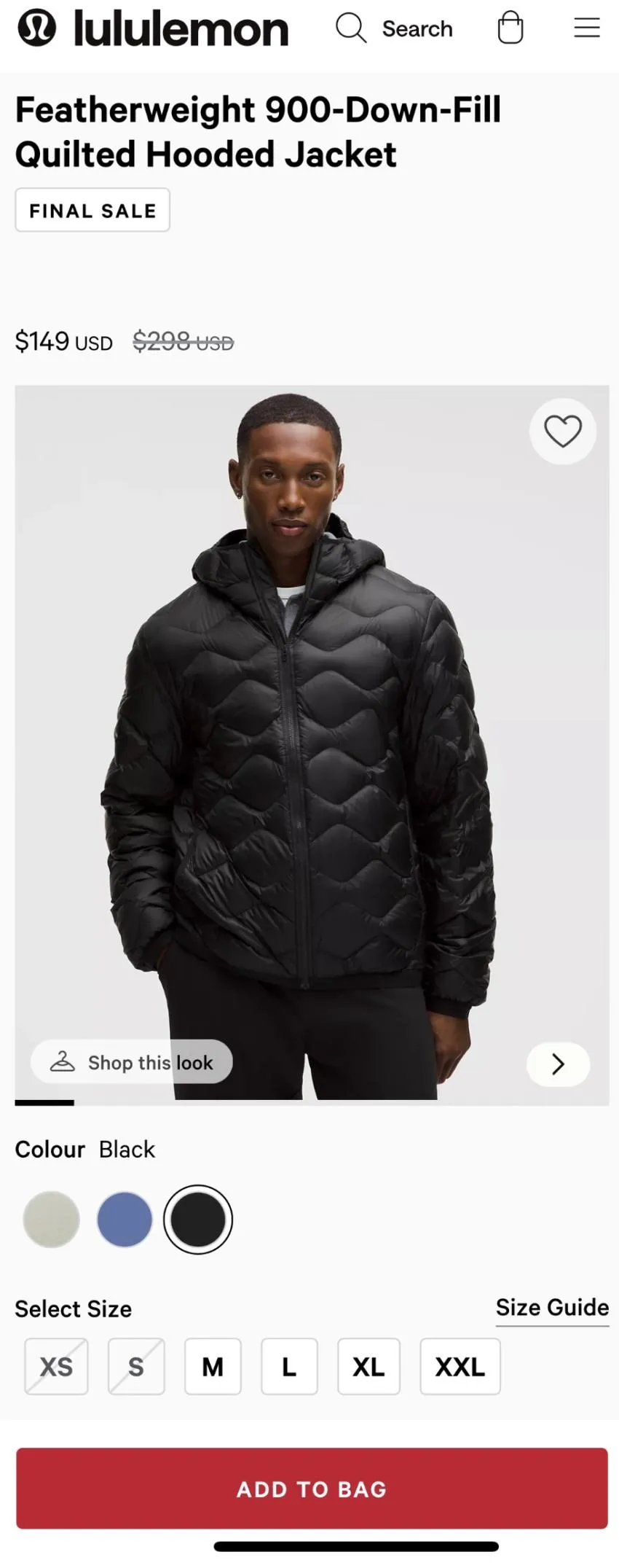 룰루레몬 900 필 다운 자켓 $149