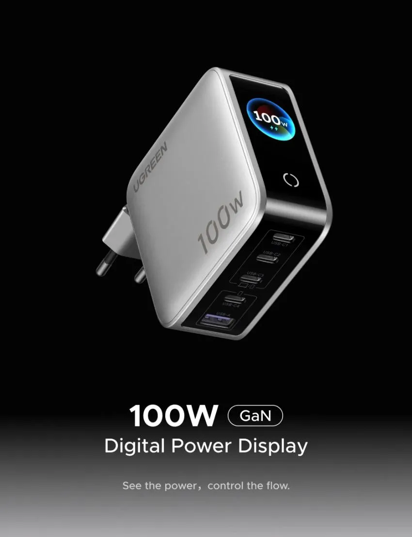 UGREEN 100W GaN 스마트 디스플레이 충전기