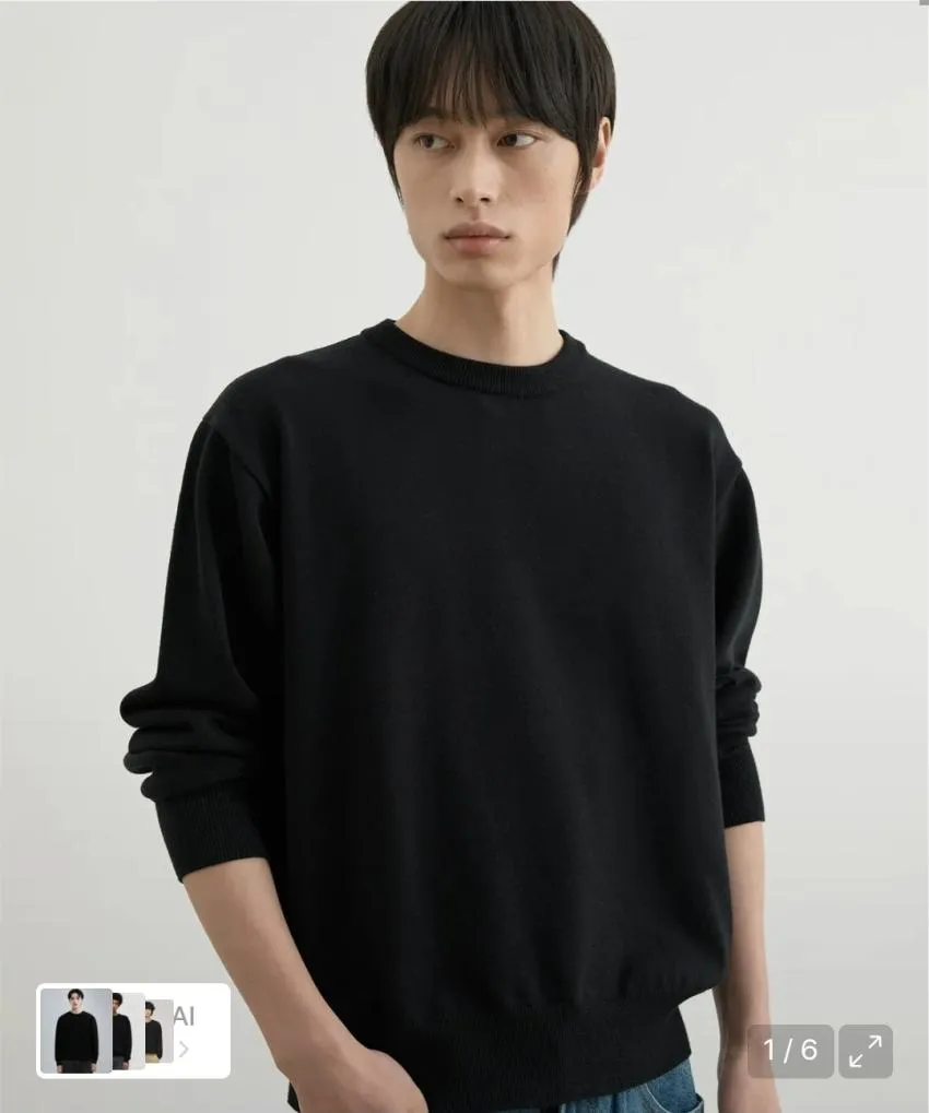 후러브스아트 워셔블 세미 크롭 니트
