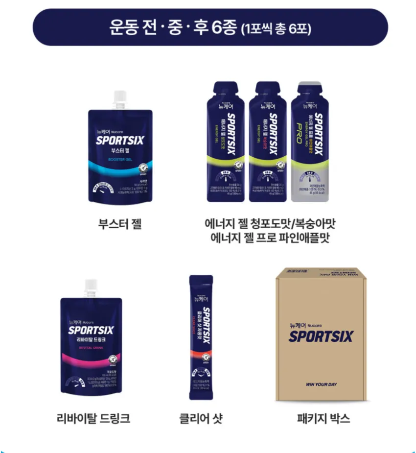 1+1 뉴케어 스포식스 에너지젤 체험팩 6종