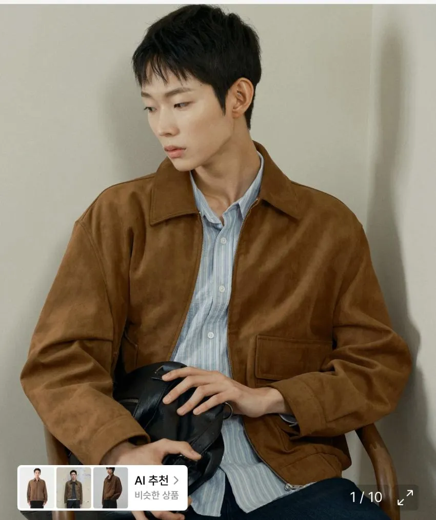 마인드브릿지 스웨이드 아웃포켓 오버핏 블루종