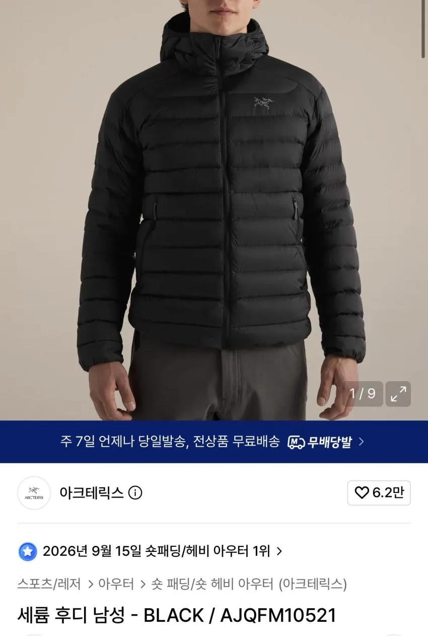 아크테릭스 세륨 후디 블랙