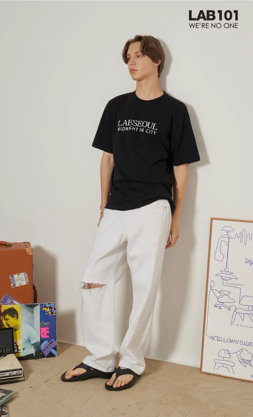 LAB101 데미지워시 스트레이트 팬츠