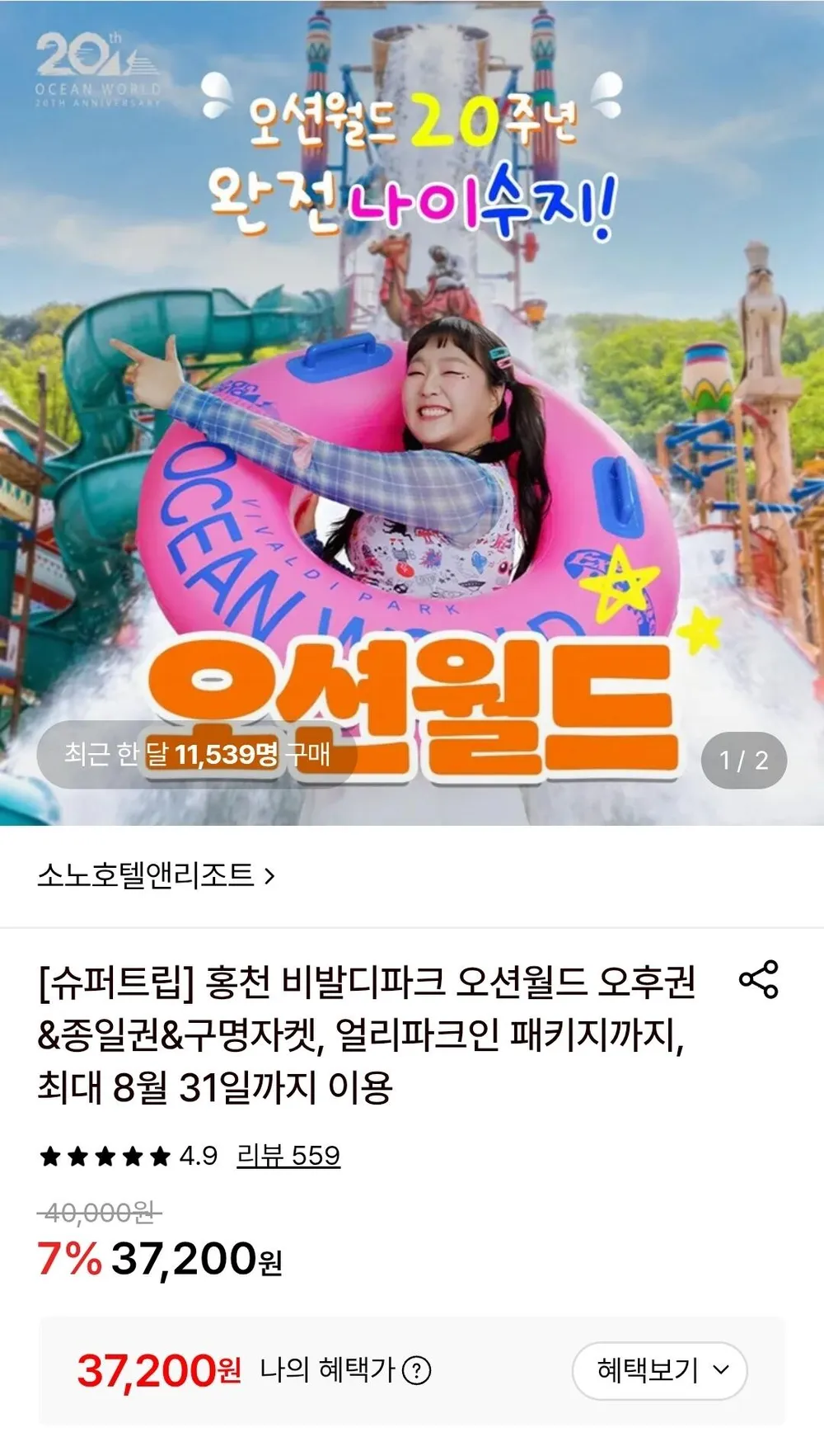 홍천 비발디파크 오션월드 오후권&종일권&구명자켓