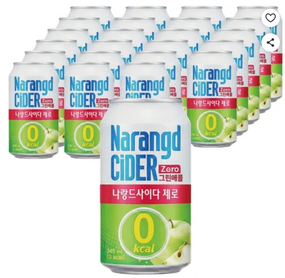 나랑드사이다 제로 그린애플 캔, 345ml, 24개