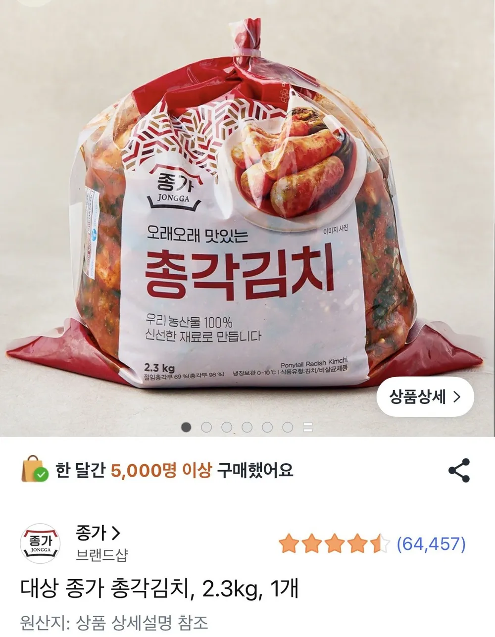 총각김치 2.3kg