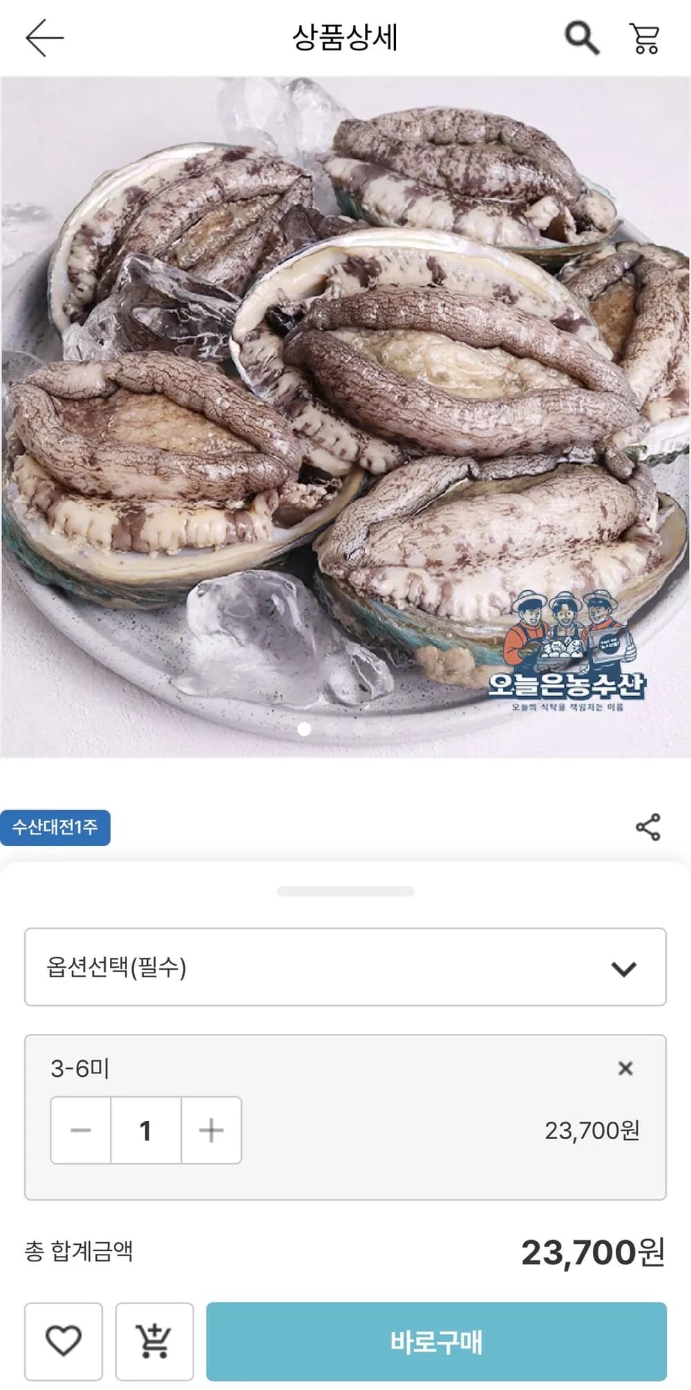 국산 활 전복 1KG