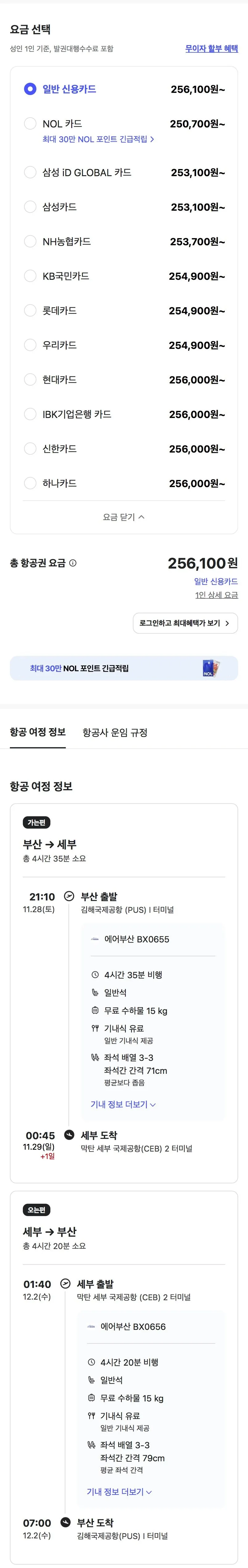 11.28 ~ 12.02 부산 세부 왕복 항공권
