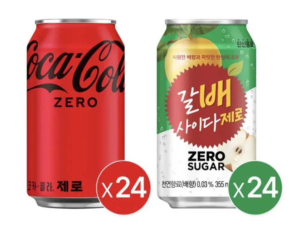 코카콜라 제로 350ml 24입+갈배사이다제로 355ml 24입