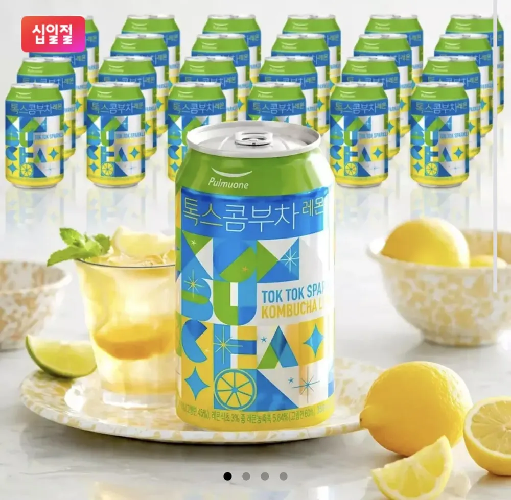 10분러시) 풀무원 스파클링 콤부차 레몬맛 350mlx24캔