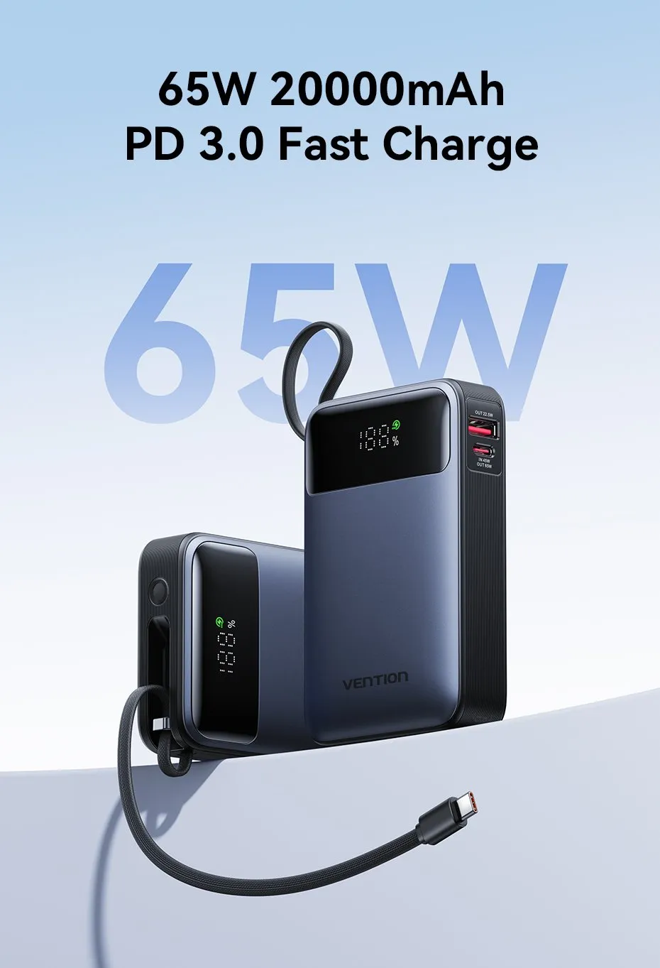 벤션 65W 파워뱅크 20000mAh 보조배터리