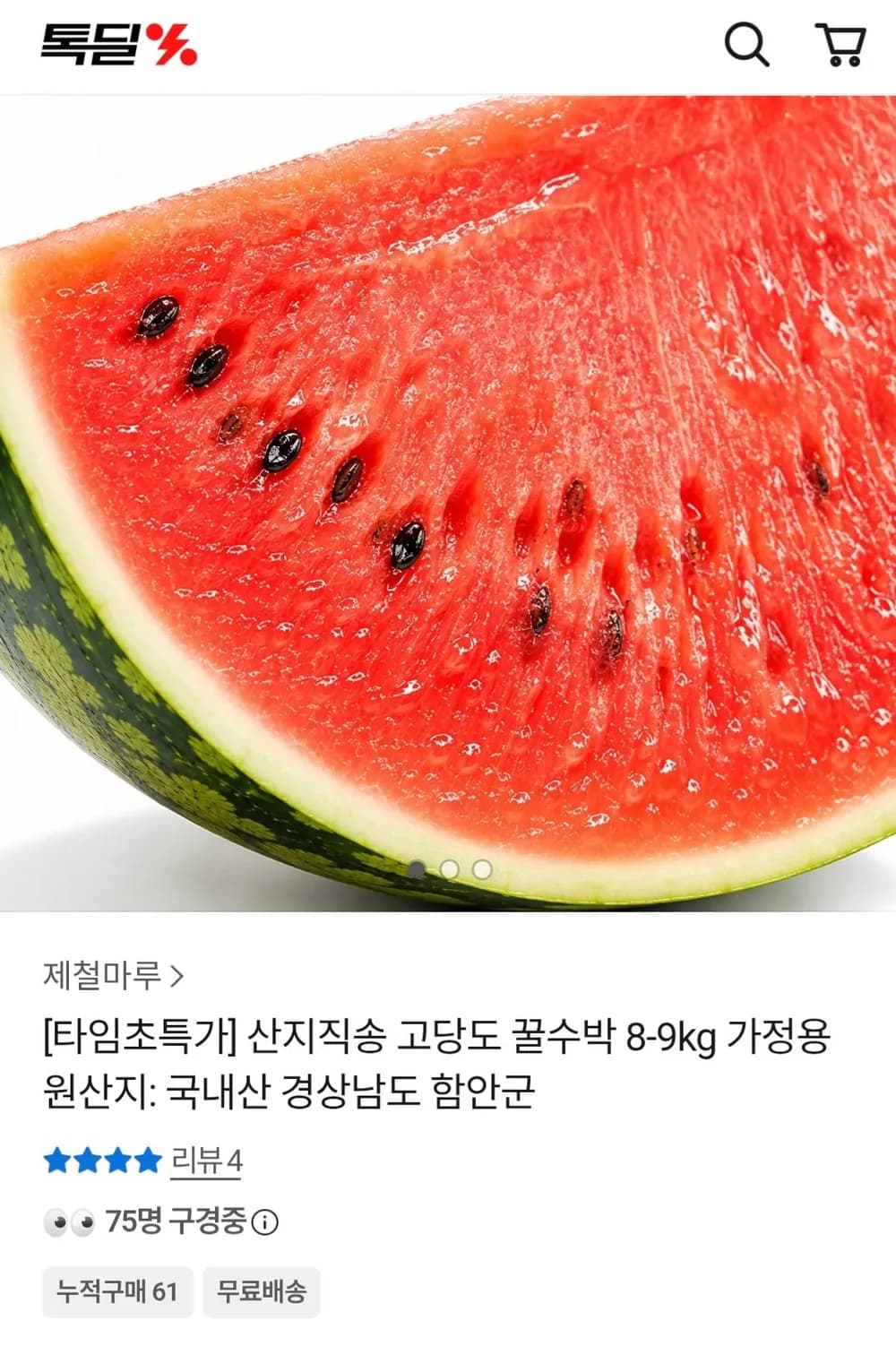 가정용 꿀수박 8~9kg