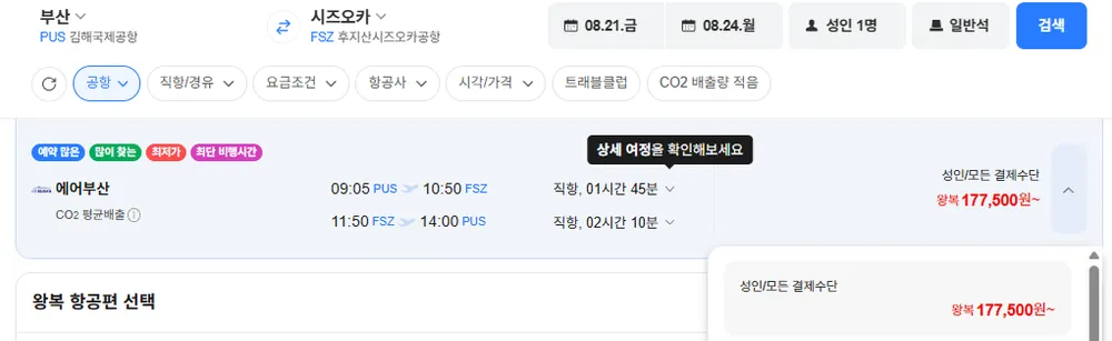부산-시즈오카 0821-0824
