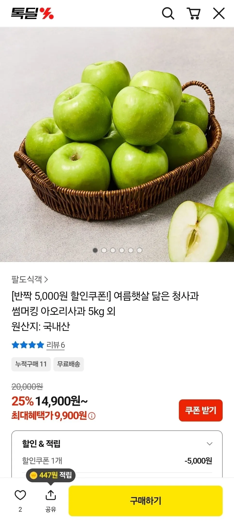 청사과 썸머킹 아오리사과 5kg
