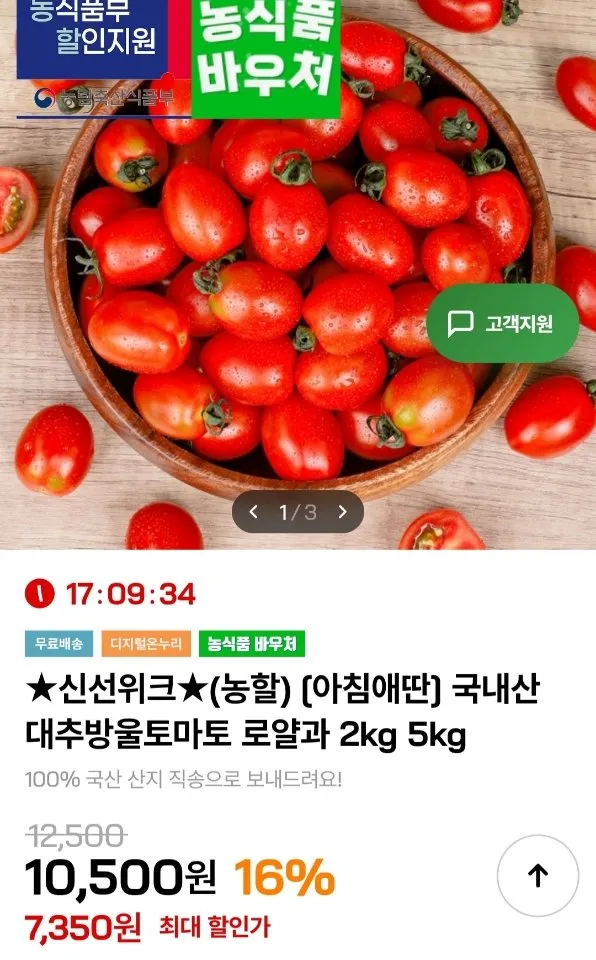 국내산 대추방울토마토 로얄과 5kg