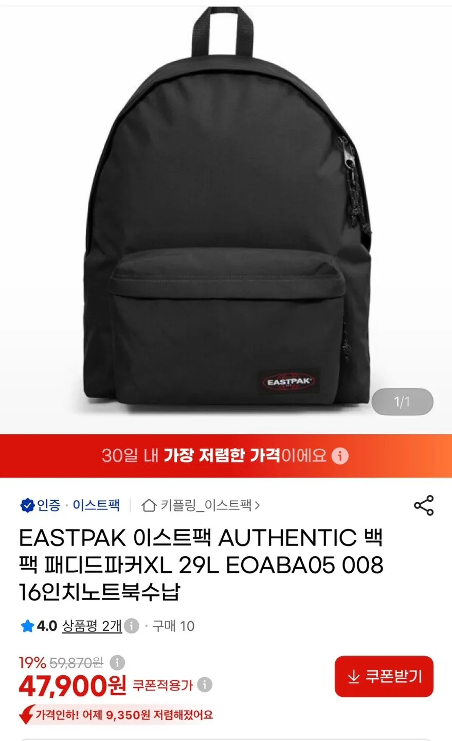 이스트팩 패디드파커 XL 백팩