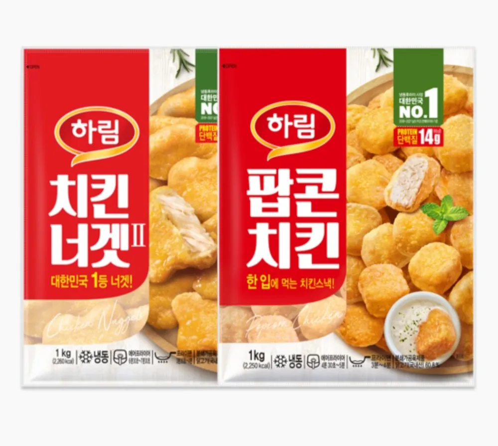 하림 팝콘치킨 1kg + 치킨너겟2 1kg