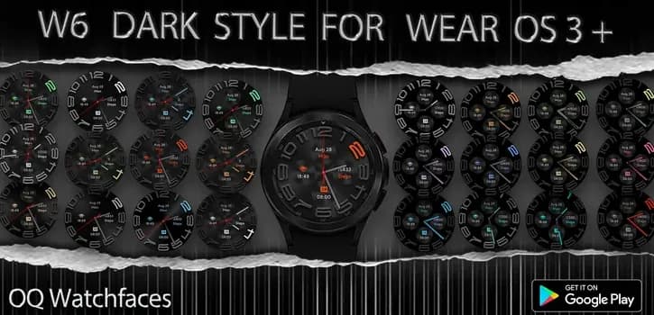 W6 Dark Style Wear OS 5+ 워치페이스 외