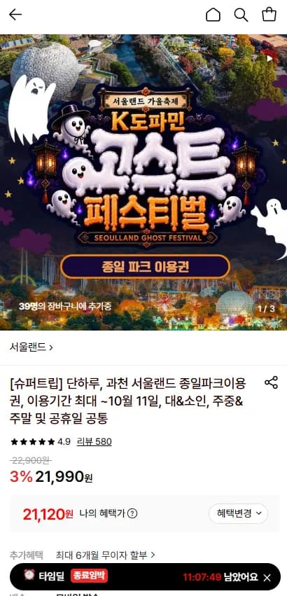 과천 서울랜드 종일파크이용권