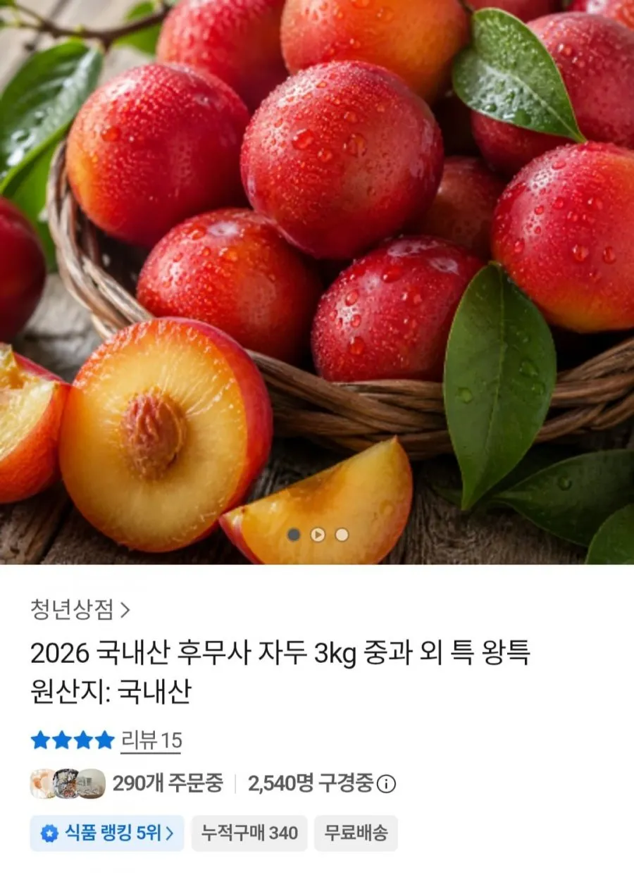 2026 후무사 자두 3kg 중과
