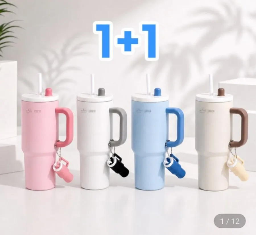 1+1 하이제닉 750ml 빨대 대용량 스텐 텀블러