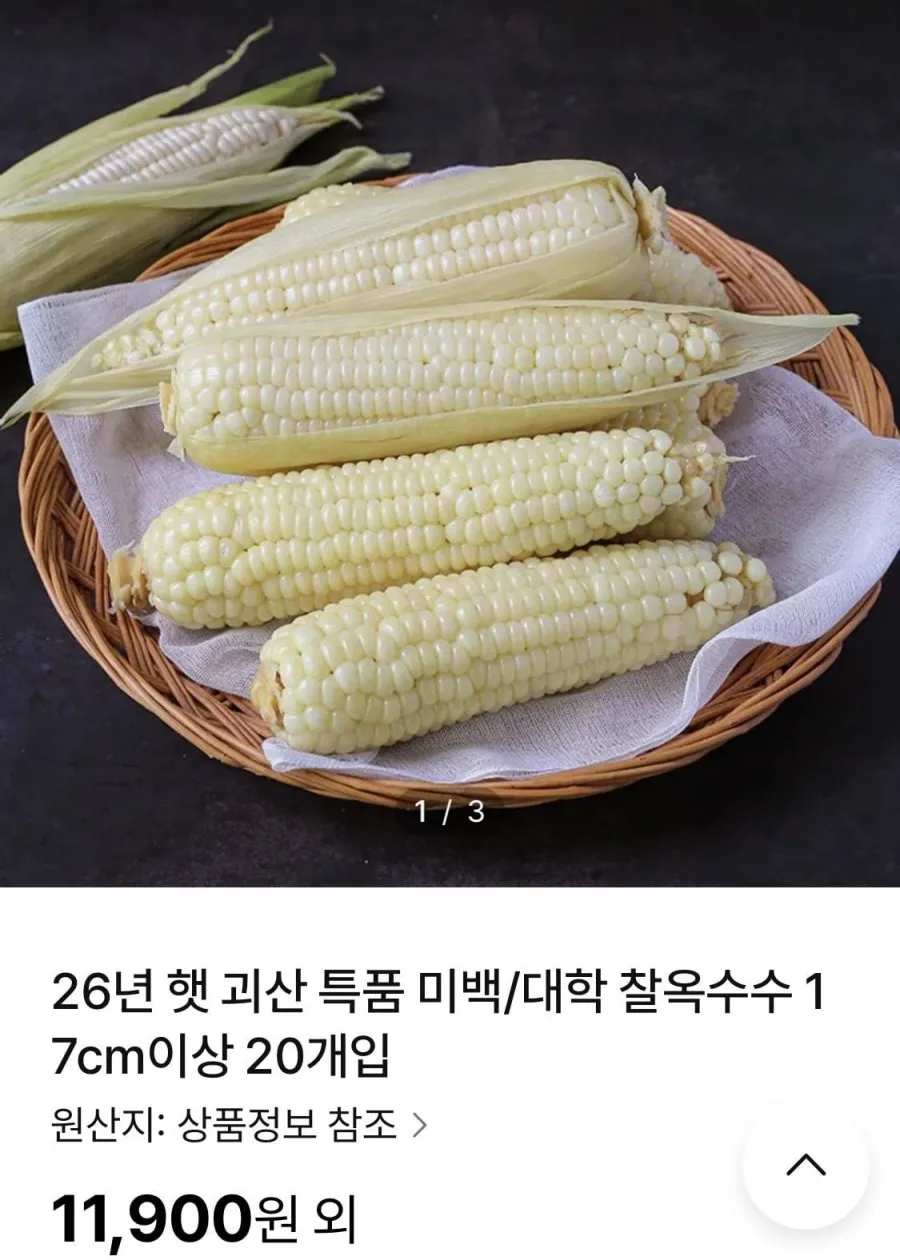 괴산 미백 찰옥수수 17cm이상 20개