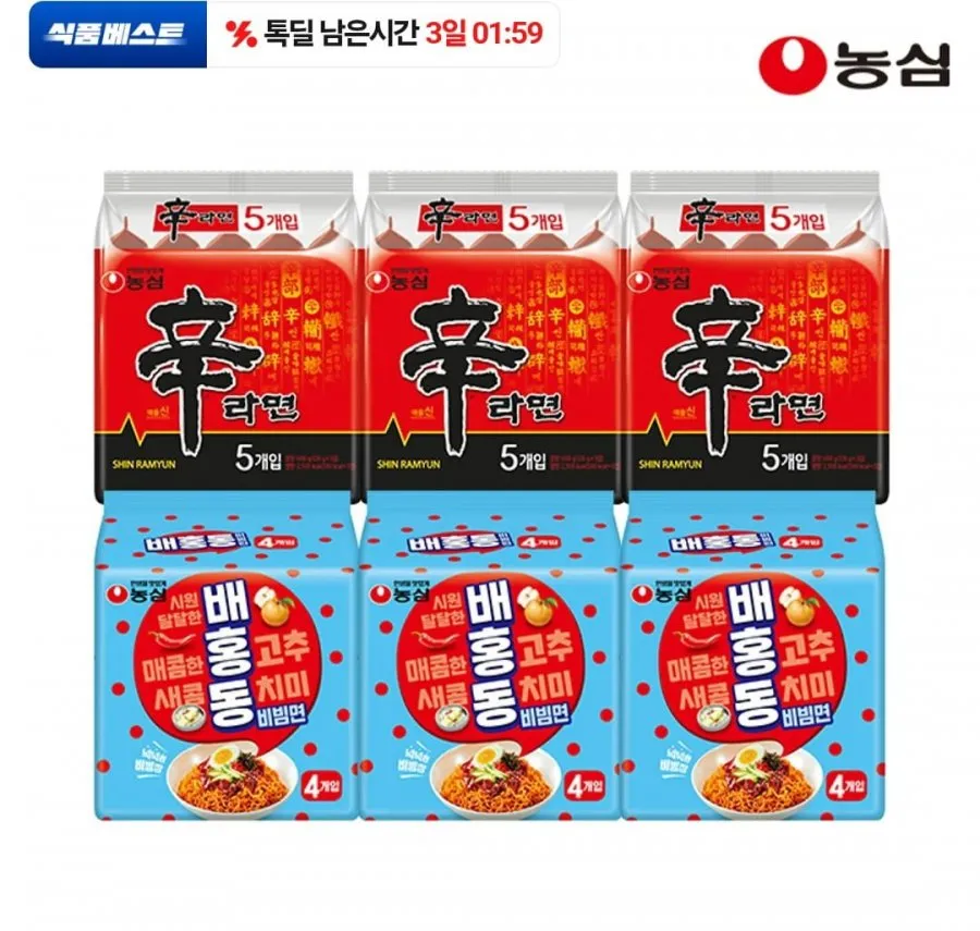 농심 신라면 15입 + 배홍동 비빔면 12입