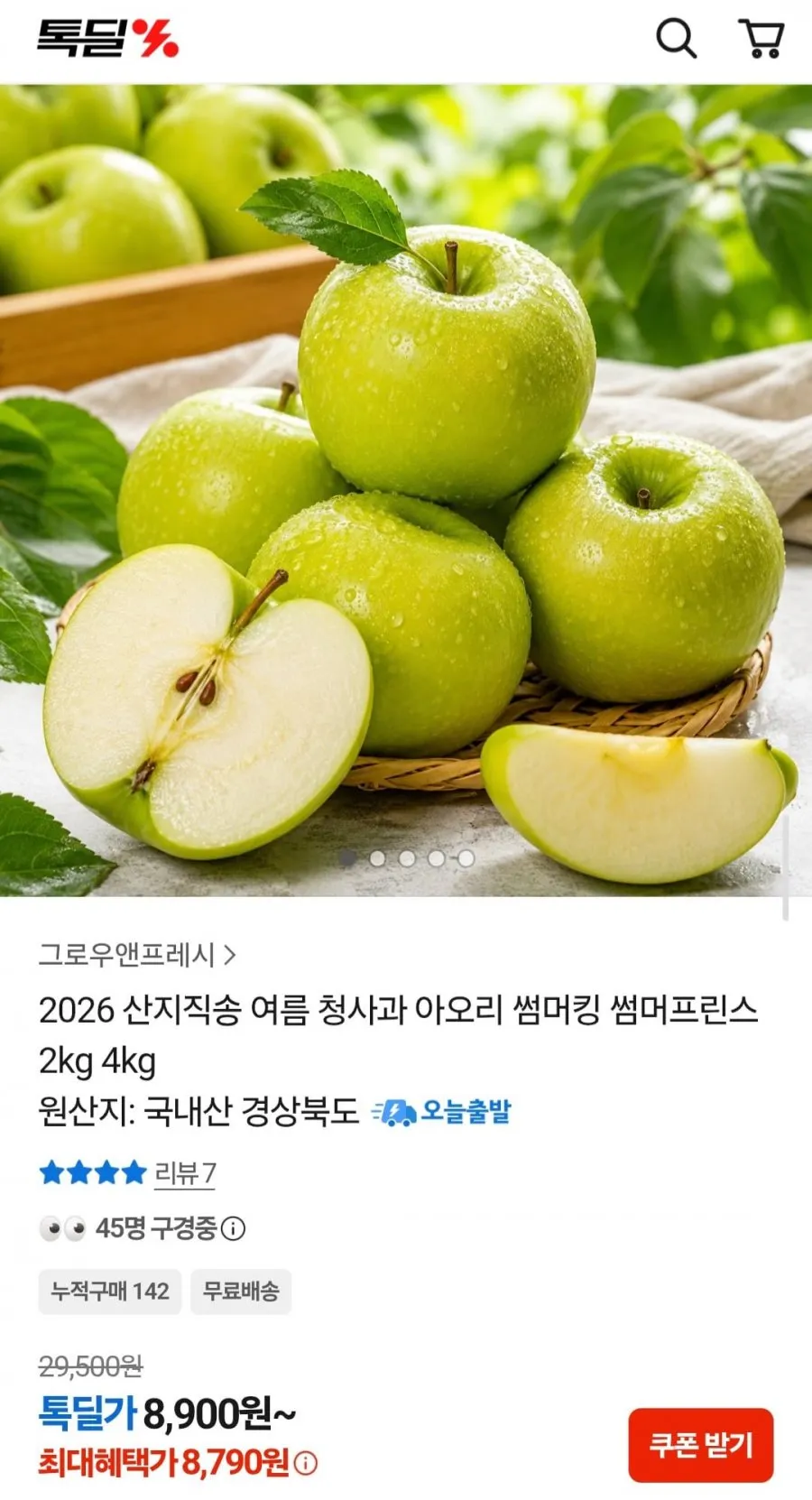 2026 산지직송 여름 청사과 소과 2kg (11-15과)