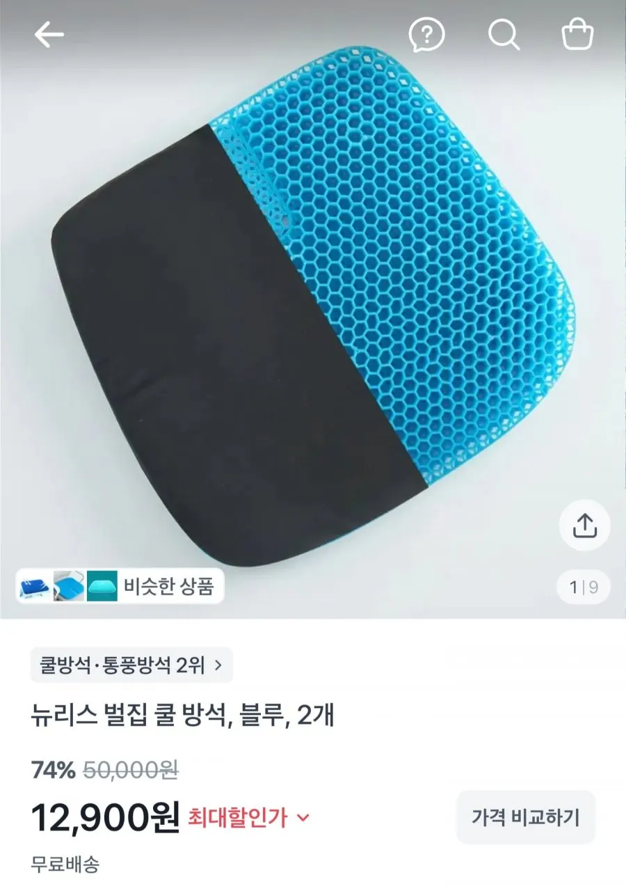 벌집 쿨 방석 1+1, 블루