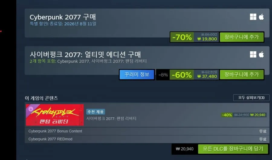 사이버펑크2077 본편 외