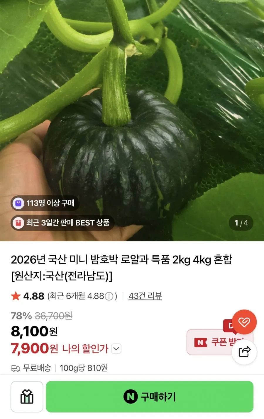 미니 밤호박 로얄과 2kg