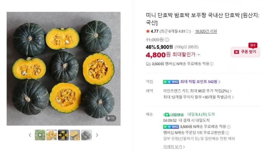 미니 단호박 밤호박 보우짱 국내산 단호박 2 kg