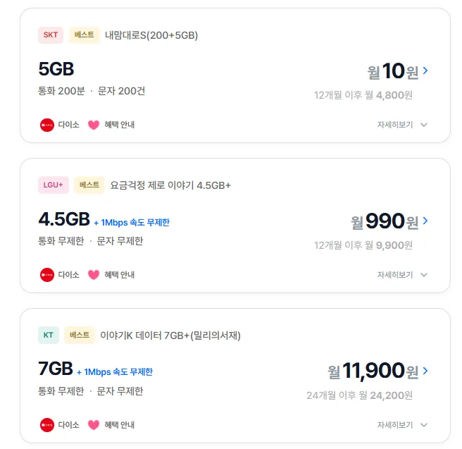 SKT 200분5GB 12개월