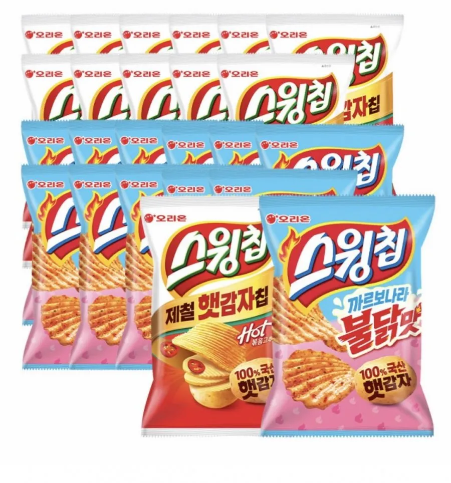 오리온 스윙칩 볶음고추장 12개입 + 까르보나라불닭맛 12개입