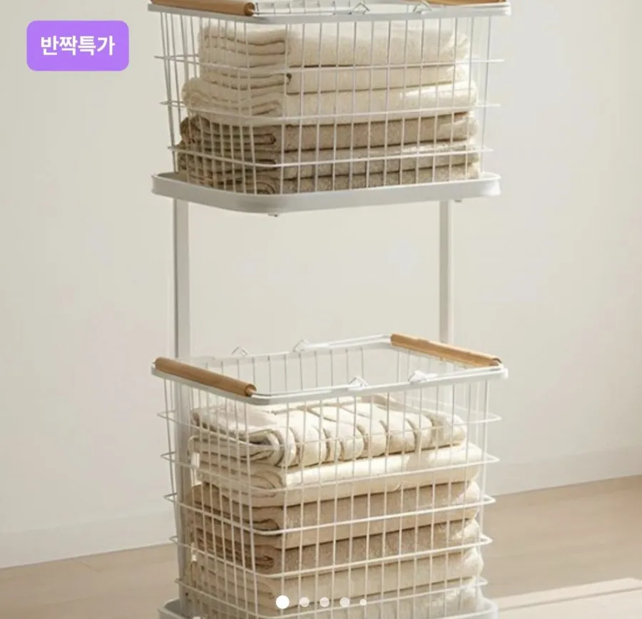 철제 와이어 이동식 분리형 바구니 2단