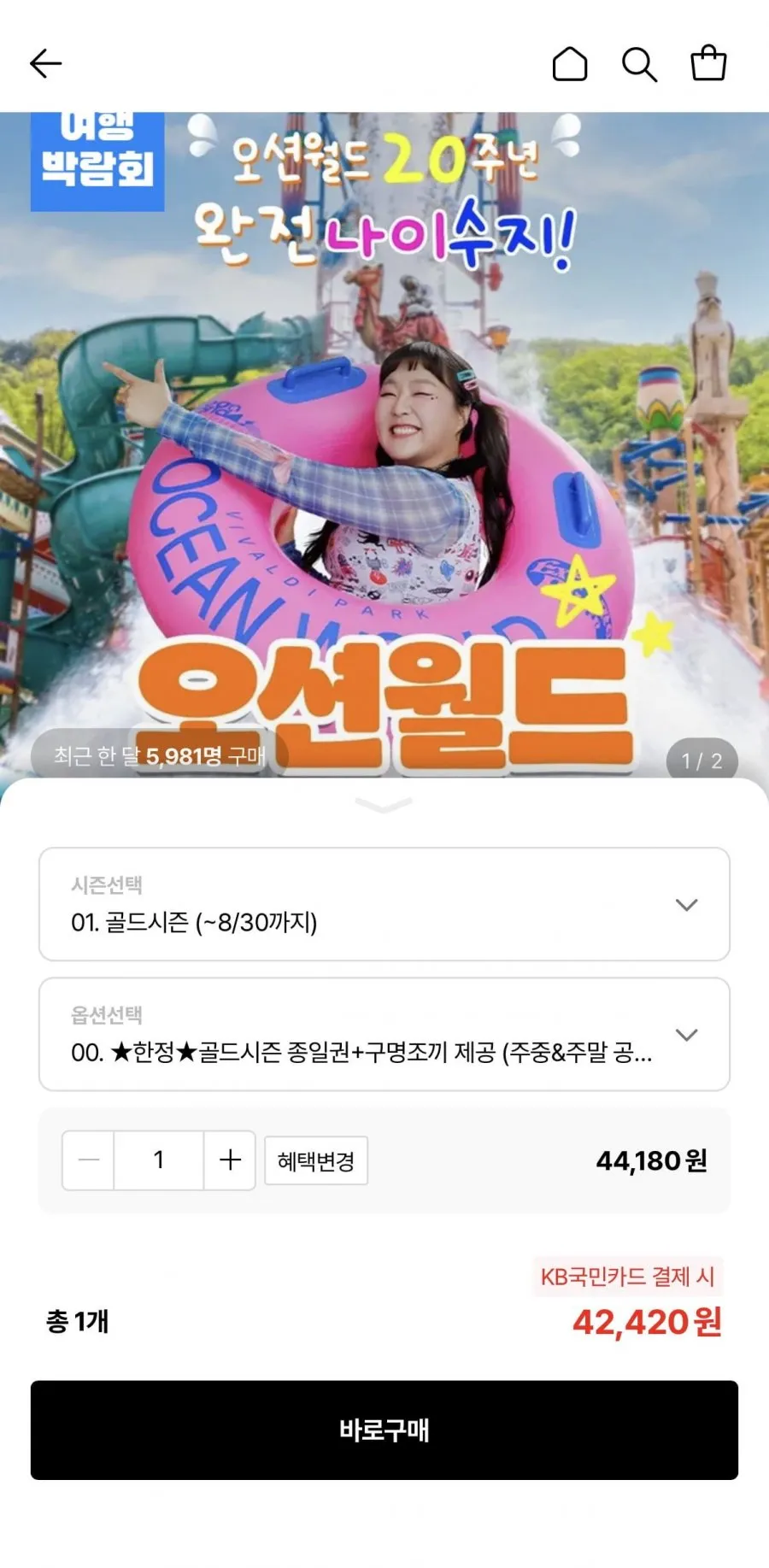 홍천 비발디파크 오션월드 종일권