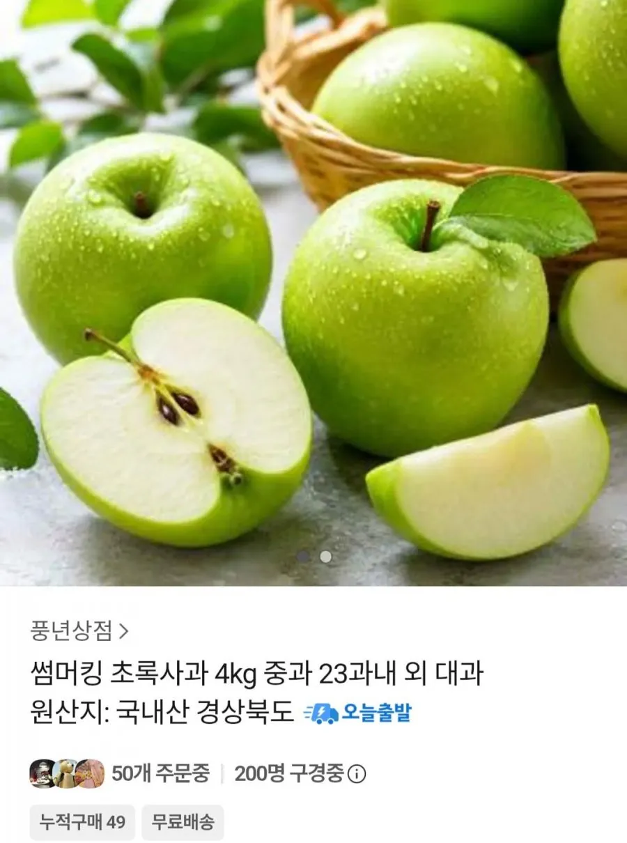썸머킹 초록사과 4kg 중과