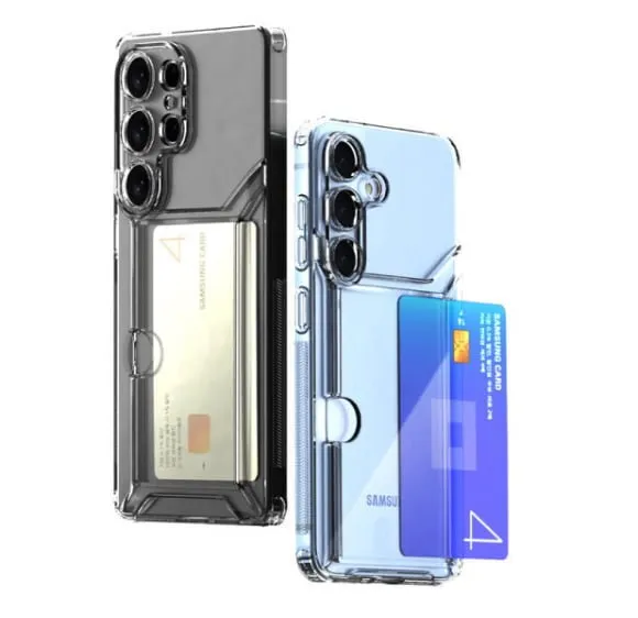 갤럭시 아이폰 2장 슬라이드 카드수납 투명케이스 1+1