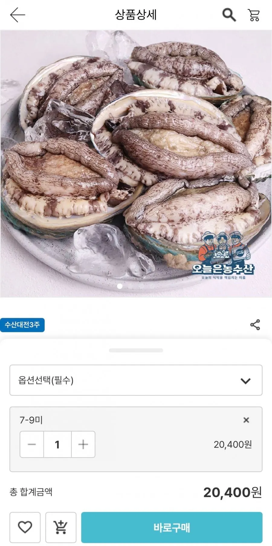국산(전남) 활전복 1KG 7-9마리