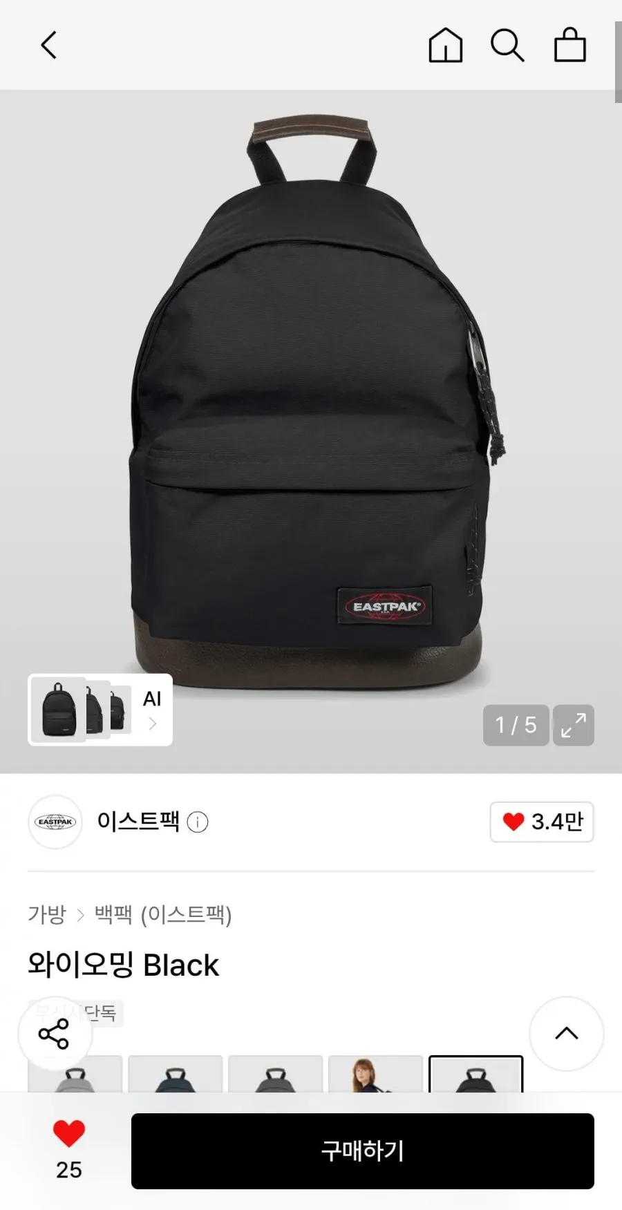 이스트팩 와이오밍 백팩 블랙
