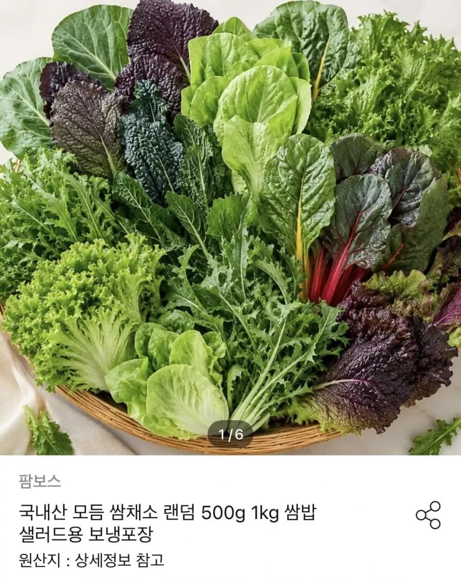 국내산 모듬 쌈채소 랜덤 1kg