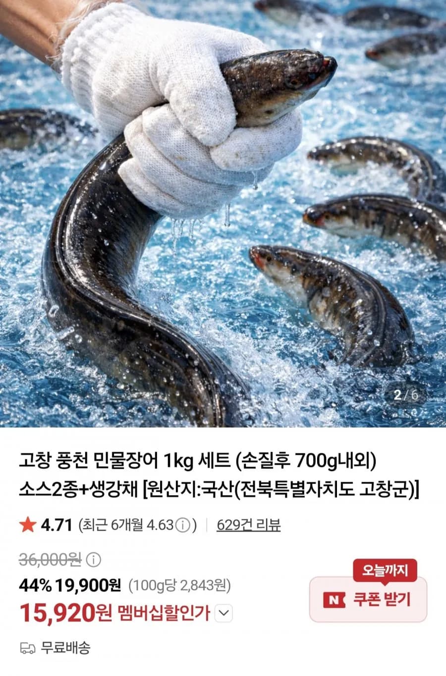 고창 풍천 민물장어 1kg 세트 (손질후 700g내외) 소스2종+생강채