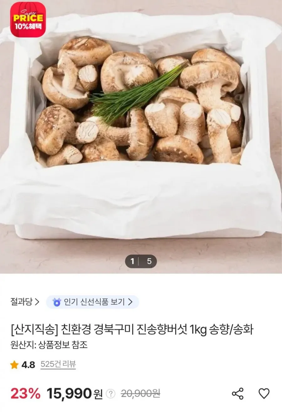 친환경 진송향버섯 1kg